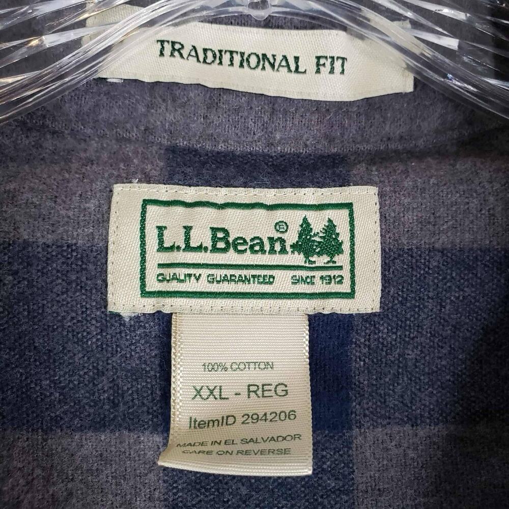LL Bean Shirt Mens Gray Blue Plaid Flannel Long Sleeve Button Down Size XXL - Picture 8 of 10